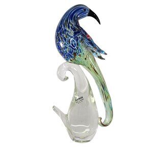Formia Vetri Di Murano Italy Bird Blue Green Glass Figurine 58/500 REPAIRED